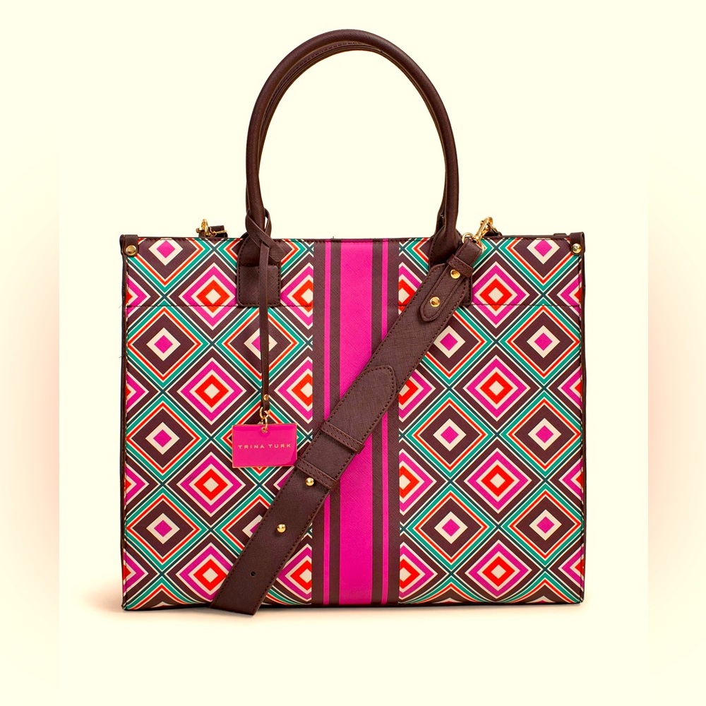 TRINA TURK BROOKHAVEN BLOCKS TOTE like new